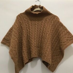 Lalavon Cable Knit Turtleneck Sweater Poncho - Size L